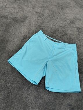 PGA Tour Bright Turquoise Flat-Front Golf Shorts